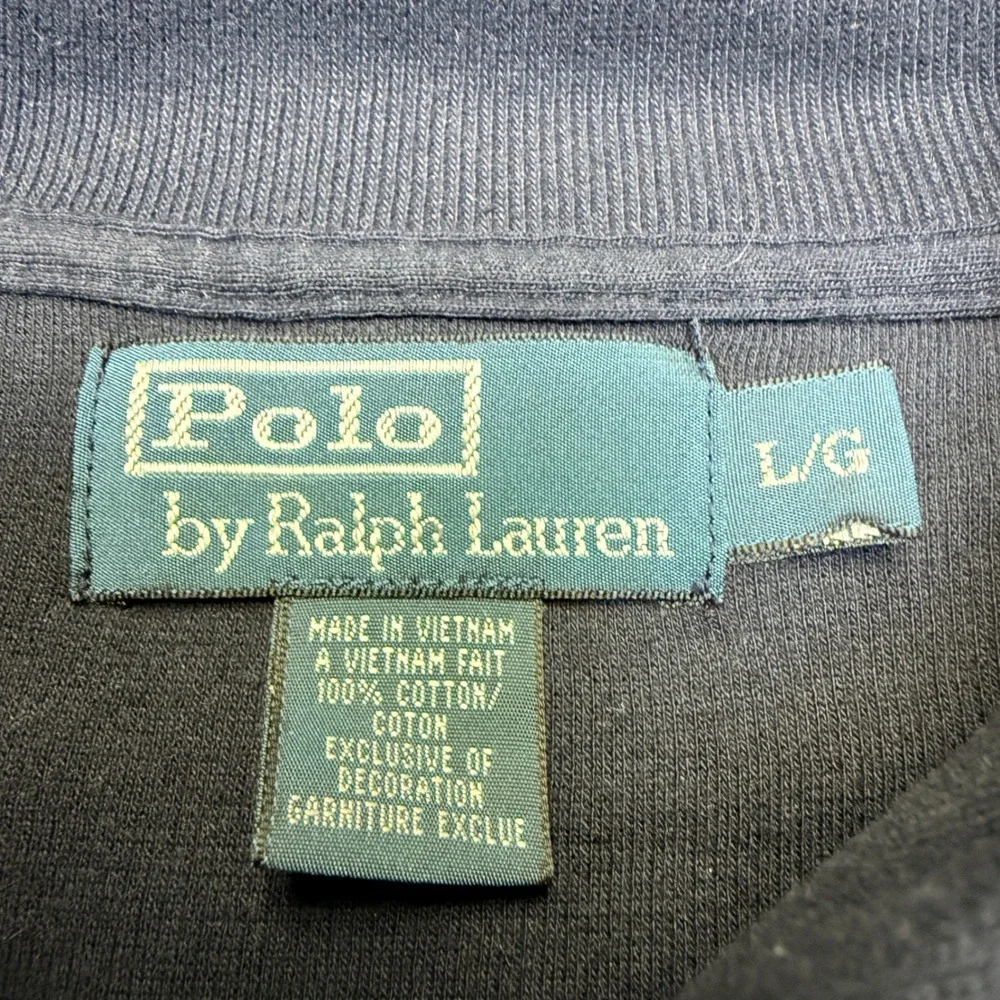 Polo‎ Ralph Lauren Men Navy Shawl Collar Sweatshirt Pullover Red Pony Logo Large